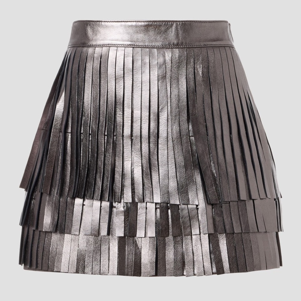 All Saints Metallic Fringe Mini Skirt - Picture 3 of 6